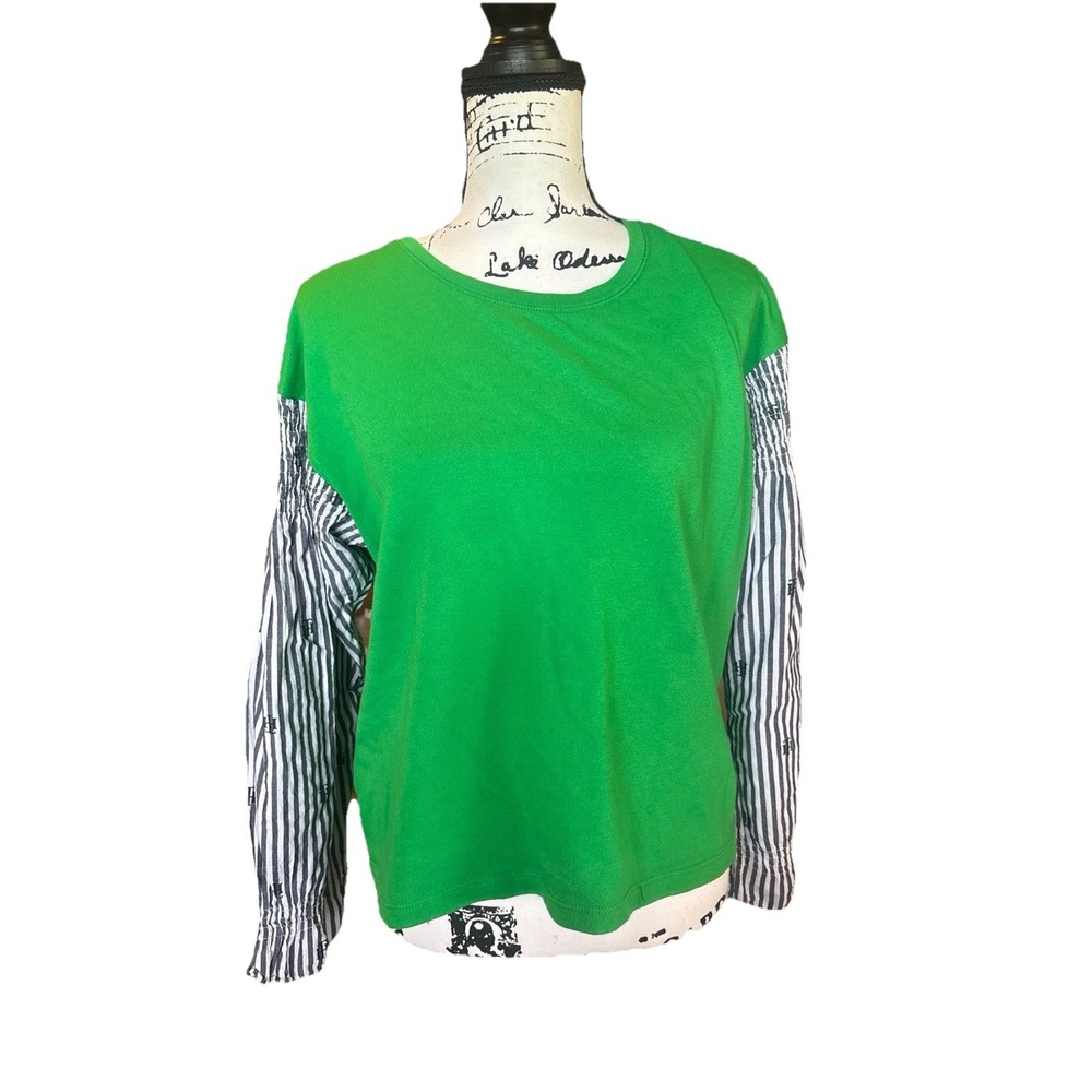 Tommy Hilfiger Kelly Green Striped Long Sleeve Shirt Size Large